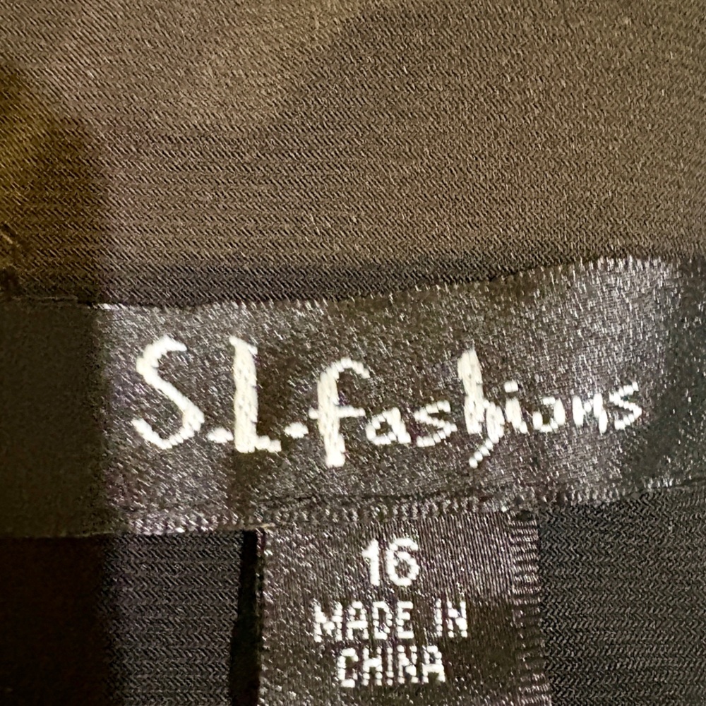 Satin Cocktail Dress Wedding SL Fashions Black &Gray Dress Tie Waist SZ 16 Party - Picture 4 of 5